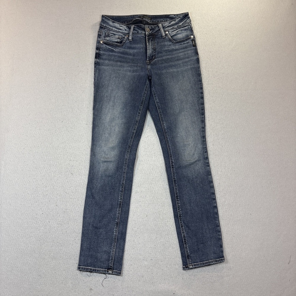 Silver Jeans Jeans Womens 27x31‎ Blue Elyse Straight Med Wash Denim Mid Rise